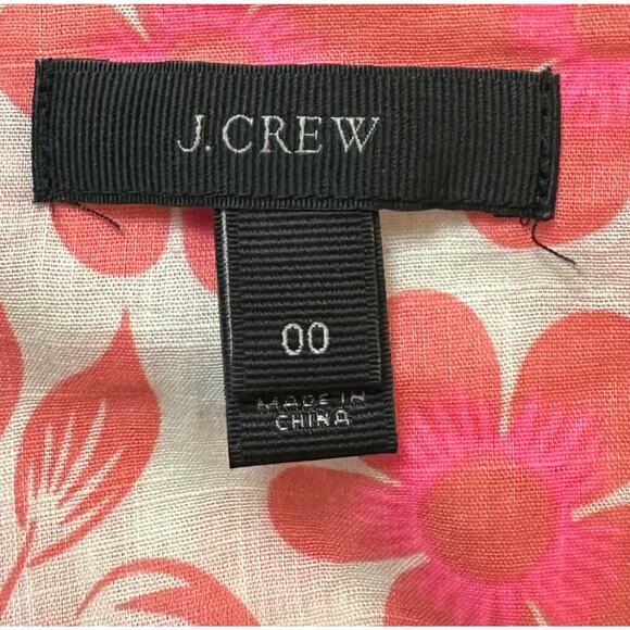 J. Crew Embroidered Cotton Popover Top Pink Floral 3/4 Sleeve Size 00 - Picture 9 of 10
